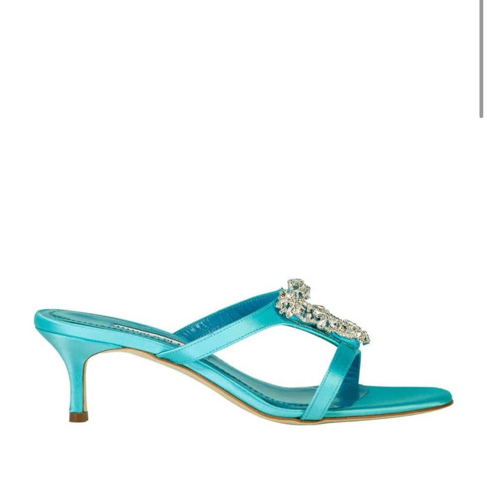 Manolo Blahnik Trinamu jewel sandals in blue, size 37 NIB